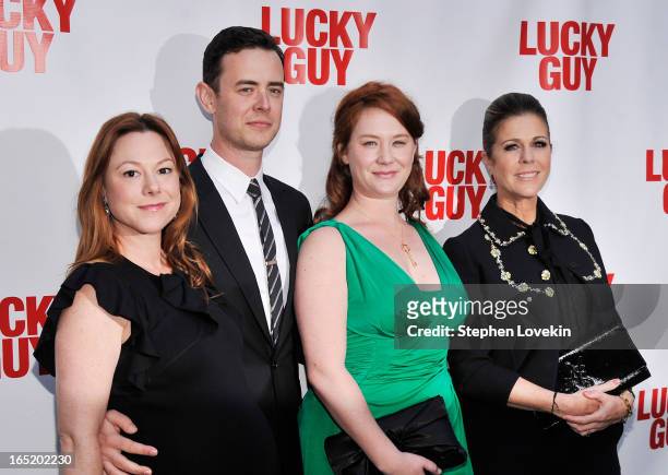 Samantha Bryant, actor Colin Hanks, Elizabeth Hanks, and actress Rita Wilson attend the "Lucky Guy" Broadway Opening Night at The Broadhurst Theatre...