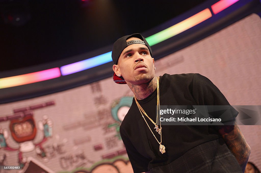 Chris Brown Visits BET's "106 & Park"