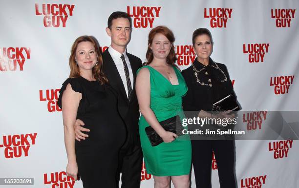 Samantha Bryant, actor Colin Hanks, sister Elizabeth Hanks and actress Rita Wilson attend the "Lucky Guy" Broadway Opening Night - Arrivals & Curtain...