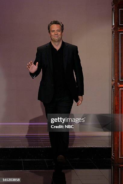 Episode 4435 -- Pictured: Actor Matthew Perry arrives on April 1, 2013 --