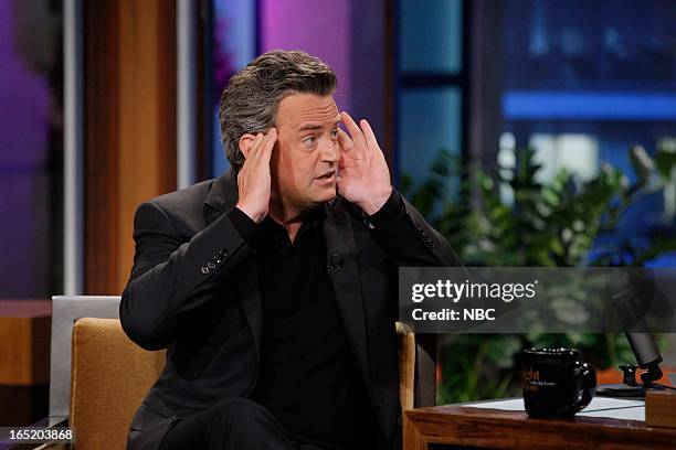 Episode 4435 -- Pictured: Actor Matthew Perry during an interview on April 1, 2013 --