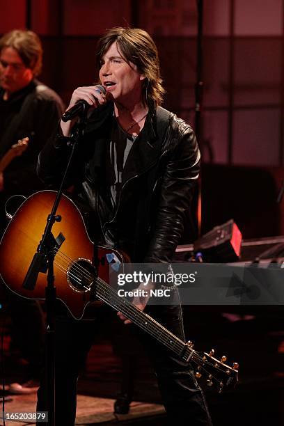 Episode 4435 -- Pictured: John Rzeznik of musical guest the Goo Goo Dolls performs on April 1, 2013 --