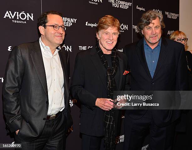 Co-President of Sony Pictures Classics Michael Barker, Robert Redford and Co-President of Sony Pictures Classics Tom Bernard attend "The Company You...