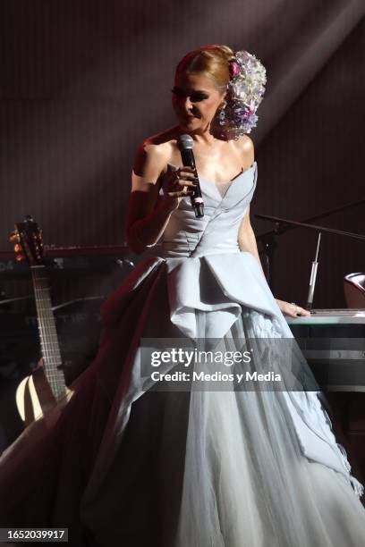 Itatí Cantoral performs on stage during a concert at El Cantoral on August 31, 2023 in Mexico City, Mexico.