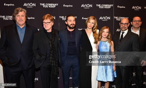 Tom Bernard, Director\Actor Robert Redford, Shia LaBeouf, Brit Marling, Jackie Evancho, Stanley Tucci and Michael Barker attend "The Company You...