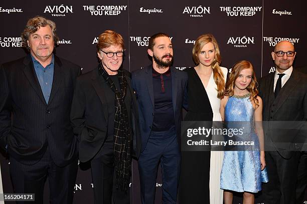 Tom Bernard, Director\Actor Robert Redford, Shia LaBeouf, Brit Marling, Jackie Evancho and Stanley Tucci attend "The Company You Keep" New York...