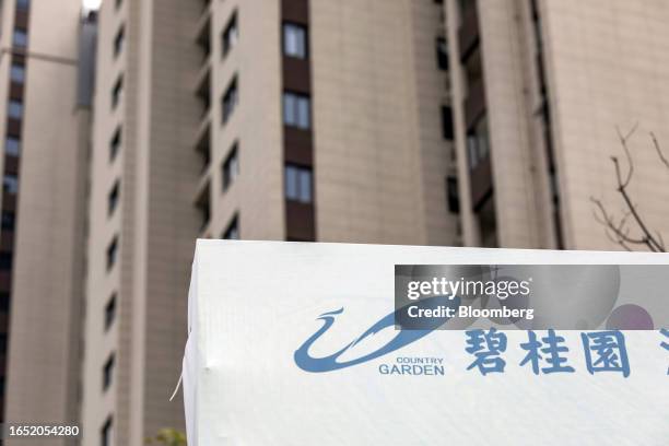 Signage at the Wangjiang Mansion project, developed by Country Garden Holdings Co., in Yangzhou, China, on Thursday, Sept. 7, 2023. Country Garden...