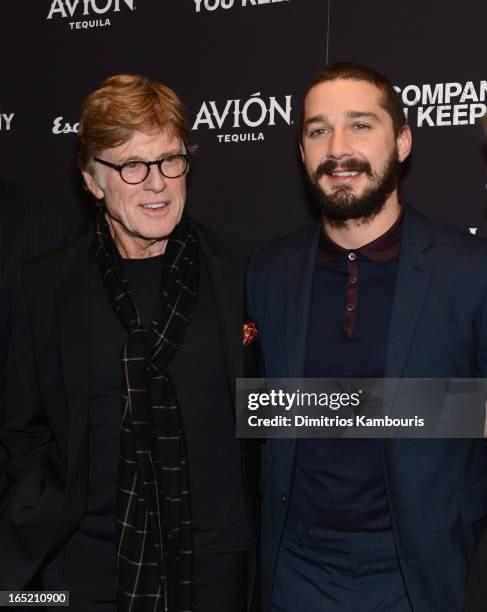 Director Robert Redford and Actor Shia LaBeouf attend "The Company You Keep" New York Premiere at MOMA on April 1, 2013 in New York City.