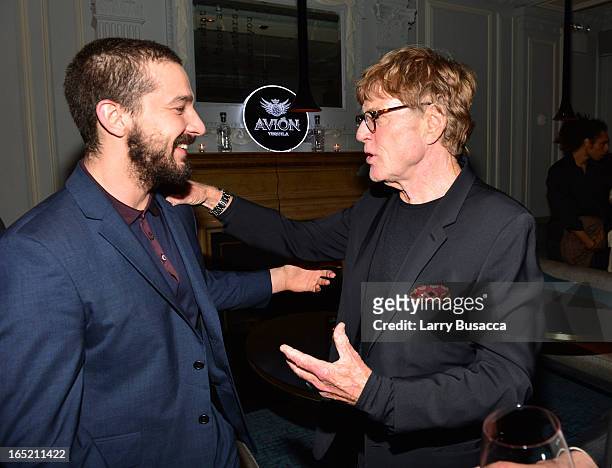 Actor Shia LaBeouf and director Robert Redford attend "The Company You Keep" New York Premiere After Party at Harlow on April 1, 2013 in New York...