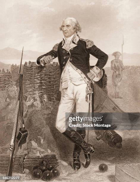 Engraved portrait of American soldier and politician, General George Clinton , mid to late 18th century. Clinton served as a general in the...
