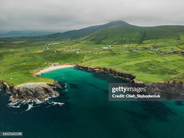 aerial view of dingle peninsula in ireland - landscape stock pictures, royalty-free photos & images