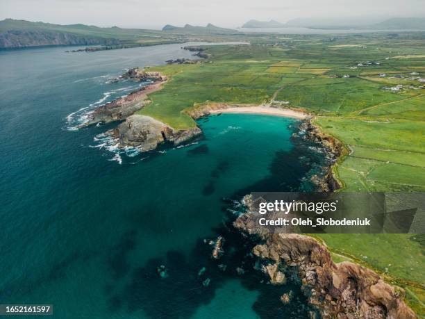 aerial view of dingle peninsula in ireland - dingle bay stock pictures, royalty-free photos & images