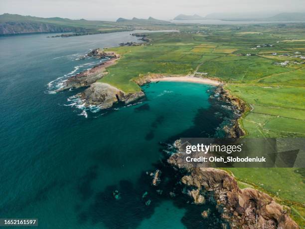 aerial view of dingle peninsula in ireland - dingle ireland stock pictures, royalty-free photos & images