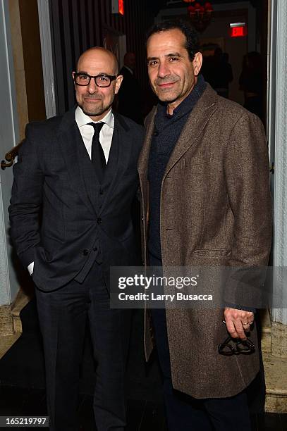 Actors Stanley Tucci and Tony Shalhoub attend "The Company You Keep" New York Premiere After Party at Harlow on April 1, 2013 in New York City.