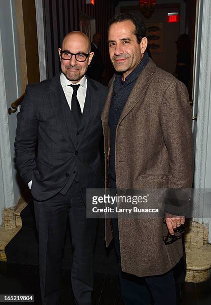 Actors Stanley Tucci and Tony Shalhoub attend "The Company You Keep" New York Premiere After Party at Harlow on April 1, 2013 in New York City.