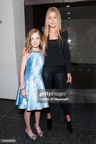 Jackie Evancho and Gigi Hadid attend "The Company You Keep" New York Premiere at The Museum of Modern Art on April 1, 2013 in New York City.