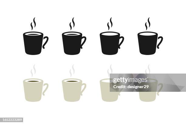 coffee mug icon set. - coffee mug white background stock illustrations