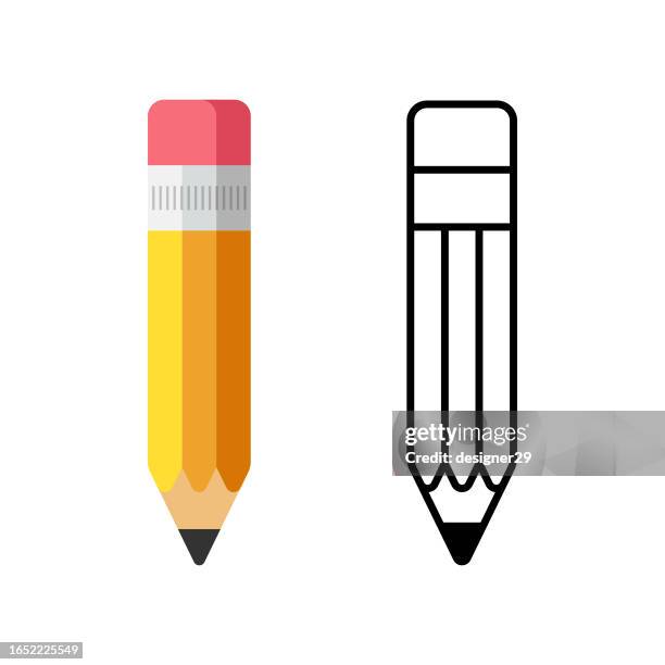 pencil icon flat design. - pencil icon stock illustrations