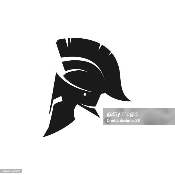 spartan or warrior helmet icon. - gladiator stock illustrations