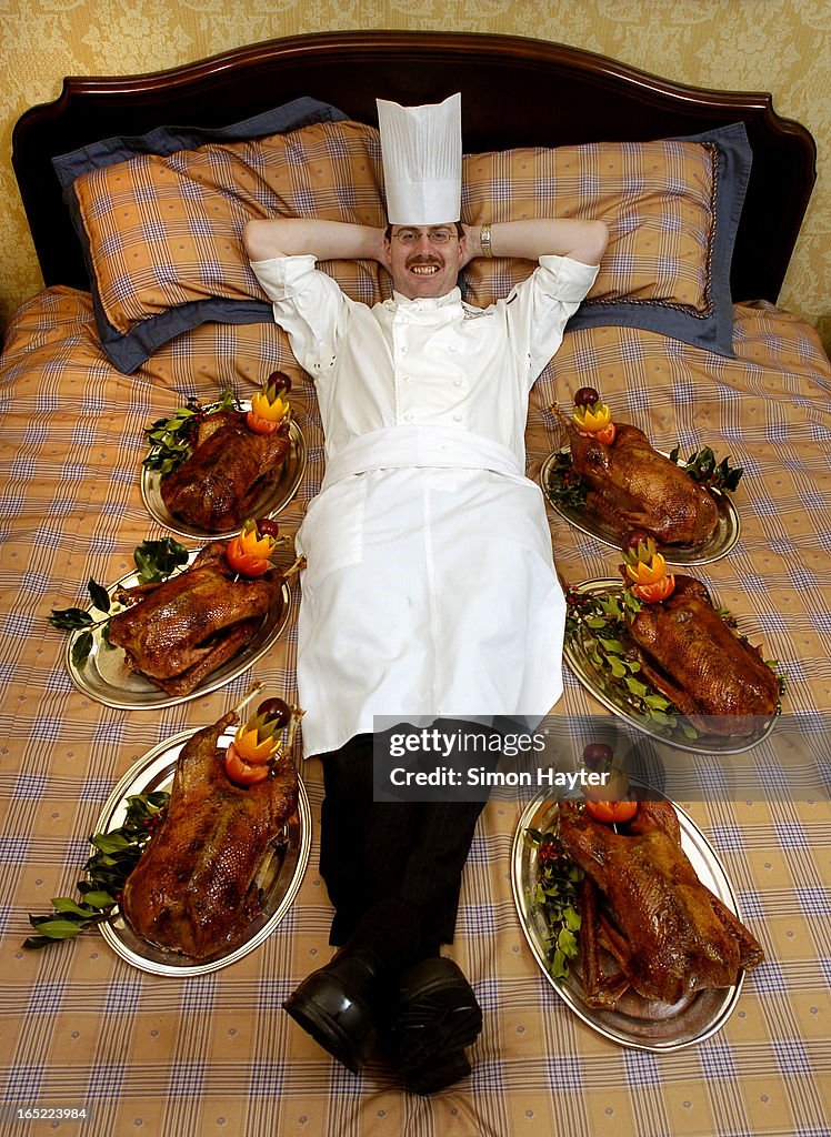 (12/23/04)-Six geese-a-laying.John K. Cordeaux, Executive Chef at the Fairmont Royal York Hotel has