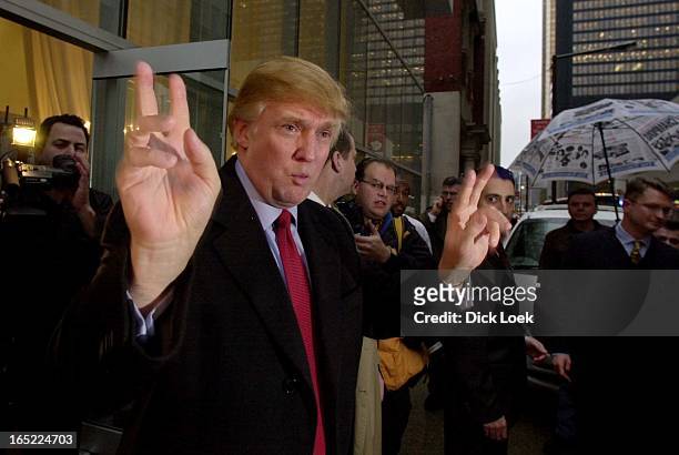 Donald Trump11/29/01 Donald Trump showboating in front of the the Ritz real estate office on the corner of Bay and Adelaide
