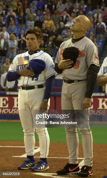 Cal Ripken Jr Base Cal Ripken Jr. stands on the thirdbase line during a tribute to the ...