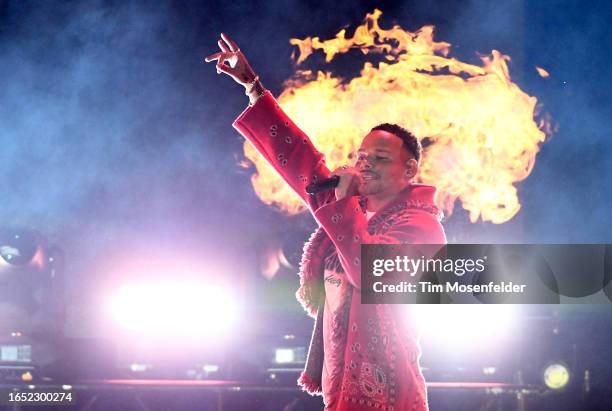 Kane Brown performs during his "Drunk or Dreaming" tour at Lake Tahoe Outdoor Arena at Harveys on August 31, 2023 in Stateline, Nevada.