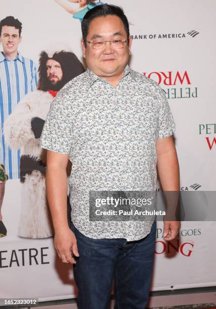 Aaron Takahashi attends Center Theatre Group's "Peter Pan Gone Wrong" at Ahmanson Theatre on August 31, 2023 in Los Angeles, California.