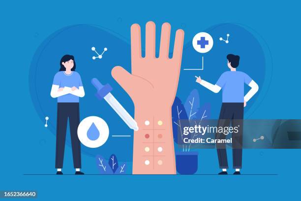 allergy test illustration - allergy test stock illustrations