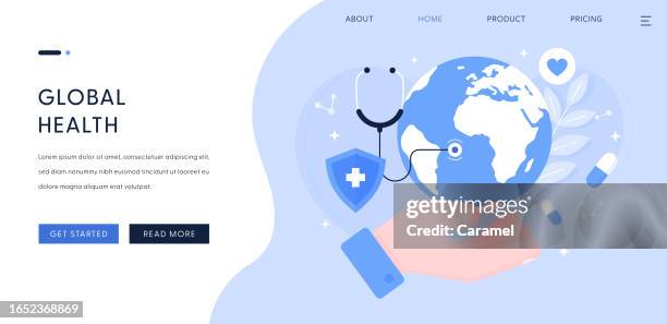 stockillustraties, clipart, cartoons en iconen met global health illustration for landing page template - wereldwijde gezondheid