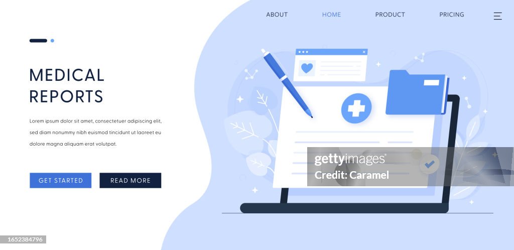 Medical Report Interface Medical Report Illustration For Landing Page Template High-Res Vector ...