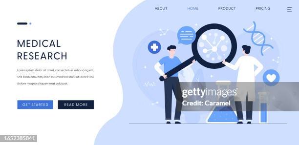 medical research illustration for landing page template - bacteriologist stock illustrations