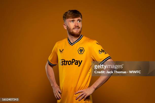 Wolverhampton Wanderers unveil new signing Tommy Doyle at Molineux on August 31, 2023 in Wolverhampton, England.
