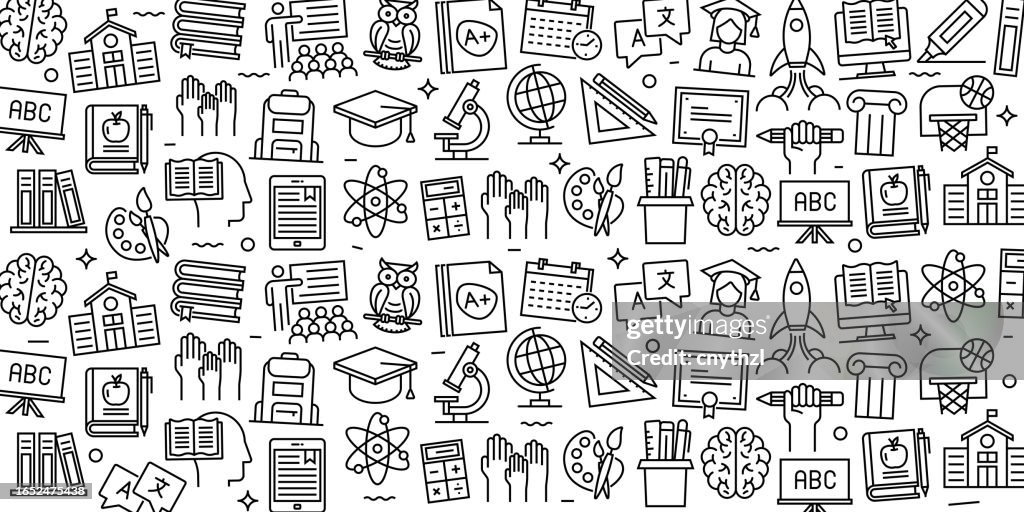 Zurück zur Schule Vektorillustrationsdesign. Schule, Student, Lernen, Klassenzimmer, Bücher, Lehrer.