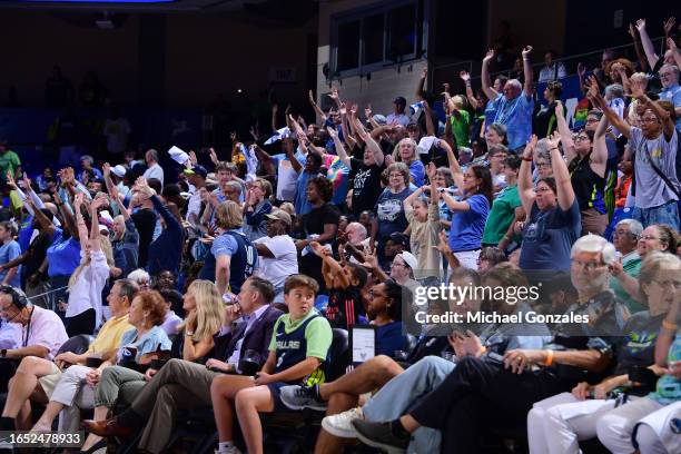 Fans cheer during the game between the New York Liberty and Dallas Wings on September 5, 2023 at the College Park Center in Arlington, TX. NOTE TO...