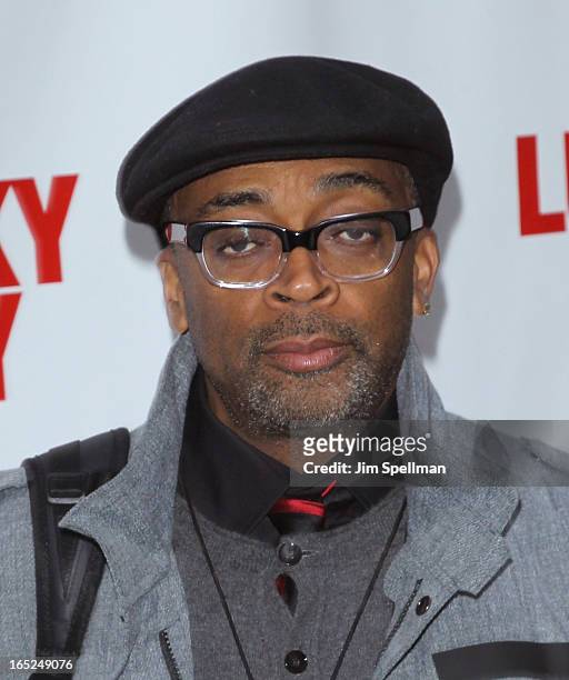 Director Spike Lee attends the "Lucky Guy" Broadway Opening Night - Arrivals & Curtain Call at The Broadhurst Theatre on April 1, 2013 in New York...