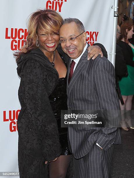 Actress Tonya Pinkins and director George C. Wolfe attend the "Lucky Guy" Broadway Opening Night - Arrivals & Curtain Call at The Broadhurst Theatre...