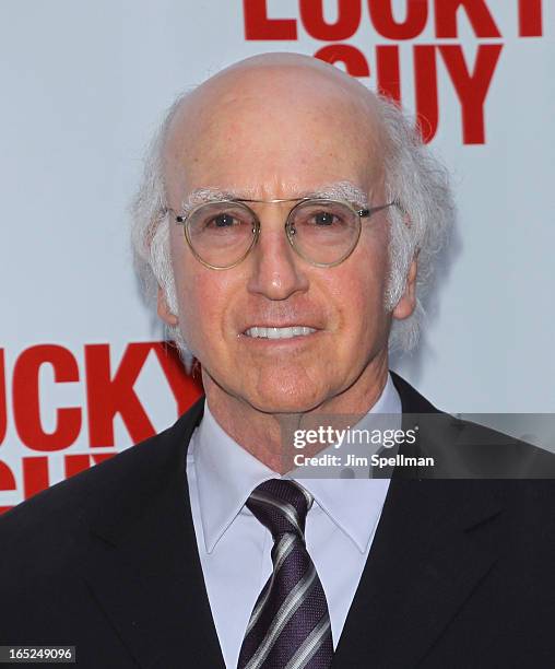 Larry David attends the "Lucky Guy" Broadway Opening Night - Arrivals & Curtain Call at The Broadhurst Theatre on April 1, 2013 in New York City.