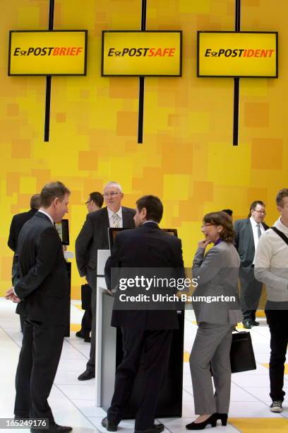 Stable of the Deutsche Post AG with comercials for the service E-Post on the Cebit 2013 on March 6, 2013 in Hanover, Germany.