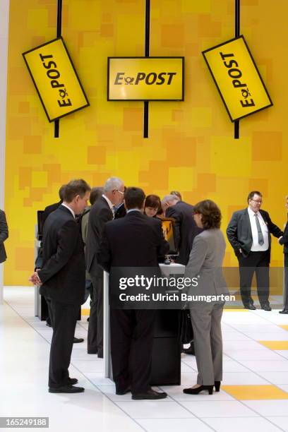 Stable of the Deutsche Post AG with comercials for the service E-Post on the Cebit 2013 on March 6, 2013 in Hanover, Germany.