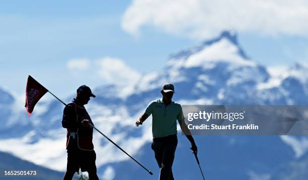 Matthew Fitzpatrick of England looks on from the 7th hole during Day Two of the Omega European Masters at Crans-sur-Sierre Golf Club on September 01,...