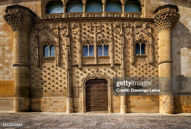 exterior facade of isabelline gothic jabalquinto in baeza, jaen, spain - jaén city stock pictures, royalty-free photos & images