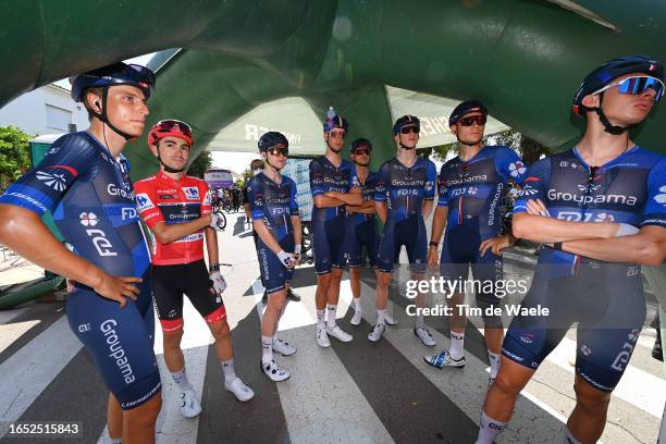 Michael Storer of Australia, Rudy Molard of France, Romain Grégoire of France, Lenny Martinez of France - Red Leader Jersey, Lorenzo Germani of...