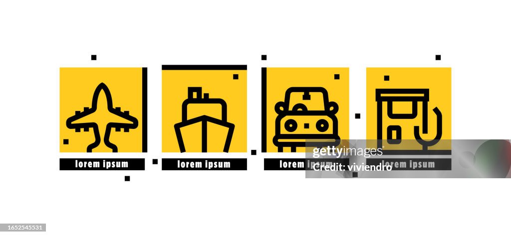 Quad icon pack of Transportation series set
