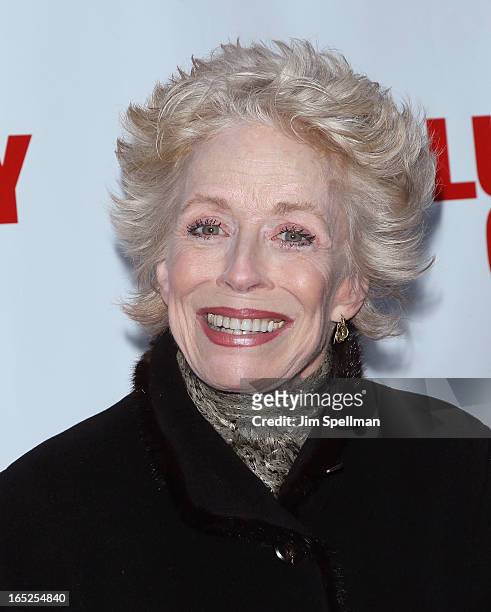 Actors Holland Taylor attends the "Lucky Guy" Broadway Opening Night - Arrivals & Curtain Call at The Broadhurst Theatre on April 1, 2013 in New York...