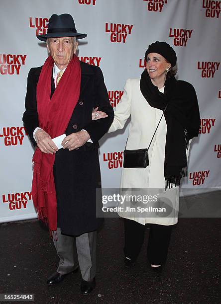 Gay Talese and guest attend the "Lucky Guy" Broadway Opening Night - Arrivals & Curtain Call at The Broadhurst Theatre on April 1, 2013 in New York...