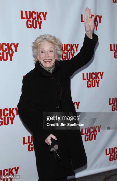 Actors Holland Taylor attends the "Lucky Guy" Broadway Opening Night - Arrivals & Curtain Call at The Broadhurst Theatre on April 1, 2013 in New York...
