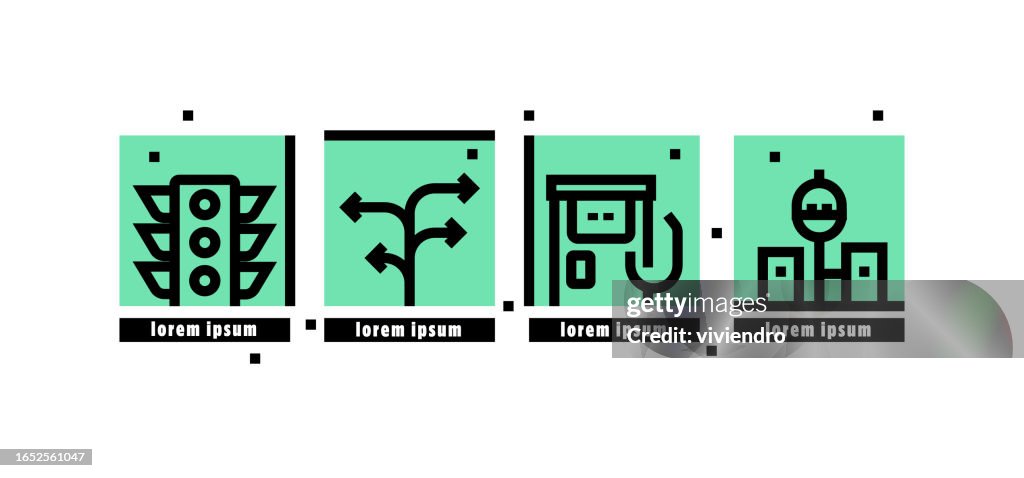 Quad icon pack of City Elements series set