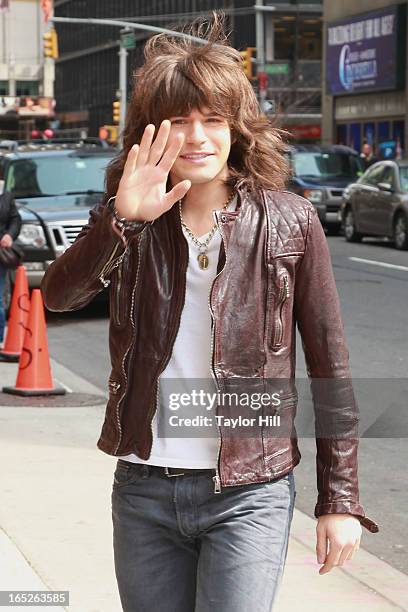 Country musician Reid Perry of The Band Perry arrives at "Late Show with David Letterman" at Ed Sullivan Theater on April 1, 2013 in New York City.