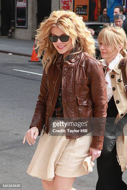 Country musician Kimberly Perry arrives at "Late Show with David Letterman" at Ed Sullivan Theater on April 1, 2013 in New York City.